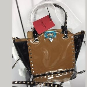NWT Valentino Rockstud bi color mini trapeze bag